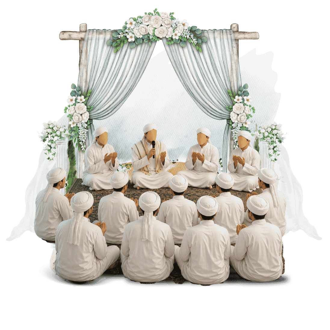 Moulid gathering — family and well-wishers in prayer