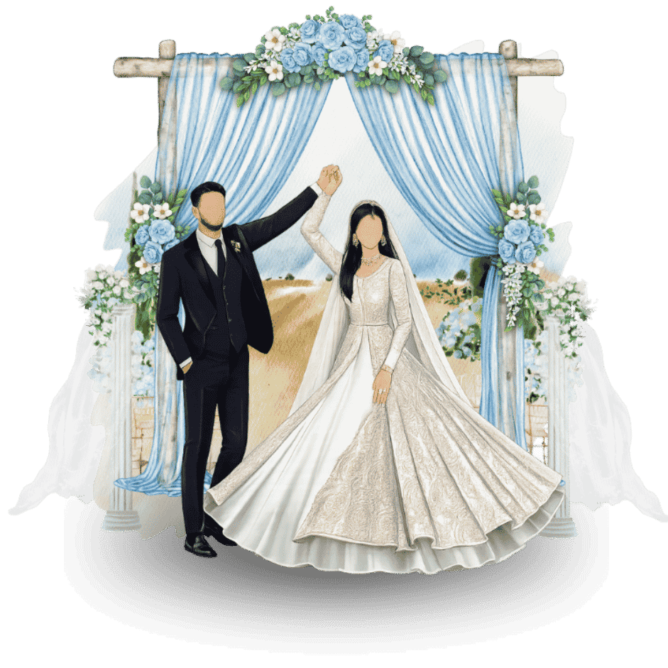 The couple at their wedding reception